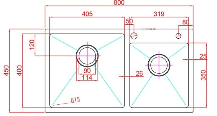 Chậu Rửa Bát 2 Hố Paulschmitt PA8045-TL