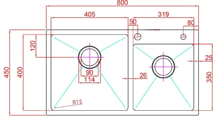 Chậu Rửa Bát 2 Hố Paulschmitt PA8045-TL