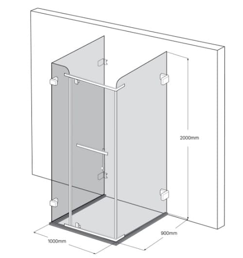 Bản vẽ Phòng Tắm Kính FENDI FDU-1X4