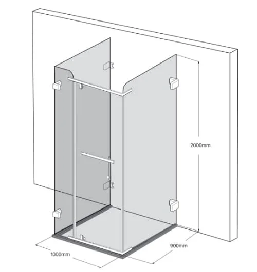 Bản vẽ Phòng Tắm Kính FENDI FDU-1X4