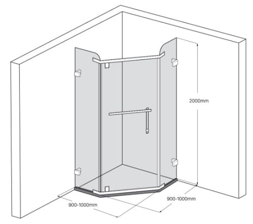 Bản vẽ Phòng Tắm Kính FENDI FDV-1X3