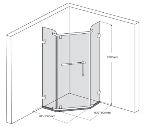 Bản vẽ Phòng Tắm Kính FENDI FDV-1X3