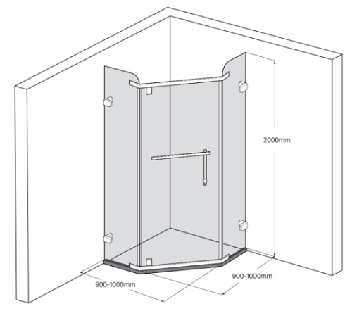 Bản vẽ Phòng Tắm Kính FENDI FIV-1X3