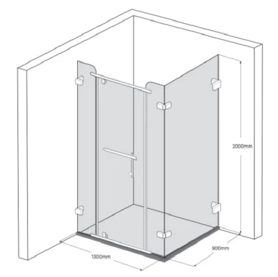 Bản vẽ Phòng Tắm Kính Màu Vàng FENDI FDG-2X4 