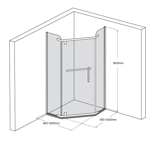 Bản vẽ Phòng Tắm Kính Màu Vàng FENDI FIV-1X3-G
