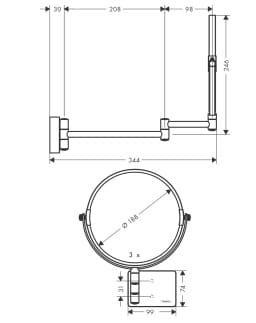 Bản vẽ Gương Soi Nhà Tắm Hansgrohe 41791997