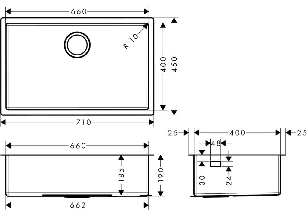 Bản vẽ Chậu Rửa Bát 1 hố Hansgrohe 43428809