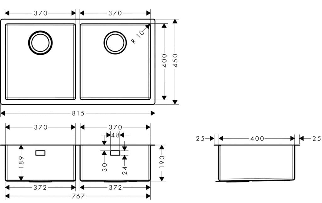 Chậu Rửa Bát 2 hố Hansgrohe 43430809