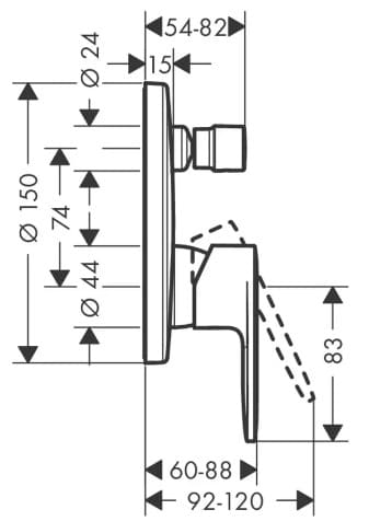 Bản vẽ BỘ TRỘN BỒN TẮM HANSGROHE 71445007
