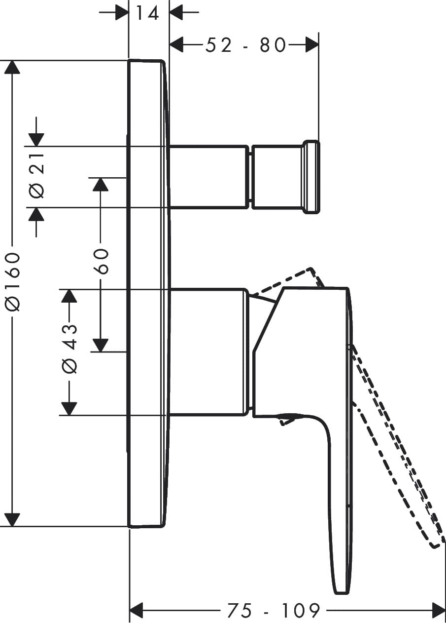 Bản vẽ BỘ TRỘN BỒN TẮM HANSGROHE 71449677