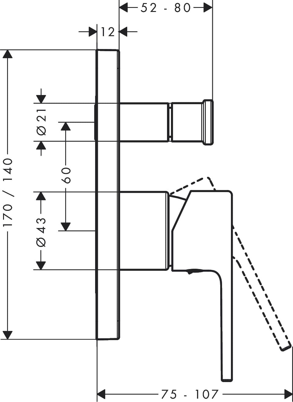 Bản vẽ BỘ TRỘN BỒN TẮM HANSGROHE 71458007
