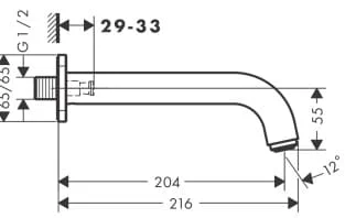 BẢN VẼ Vòi Nước Gắn Tường Đức Hansgrohe 71460677