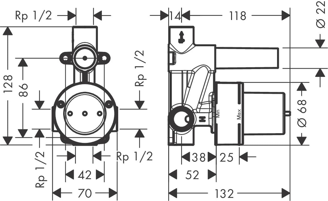 Bản vẽ Bộ Âm Tường Sen Tắm Hansgrohe 71465187