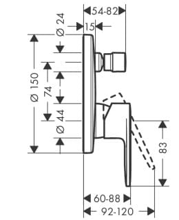 Bản vẽ BỘ TRỘN BỒN TẮM HANSGROHE 71466677