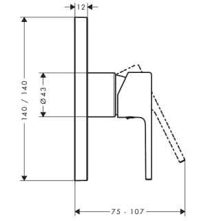 Bản vẽ Bộ Trộn Sen Tắm HANSGROHE 71655007