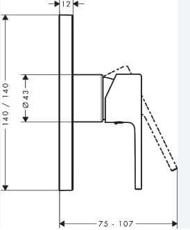 Bản vẽ Bộ Trộn Sen Tắm HANSGROHE 71658007