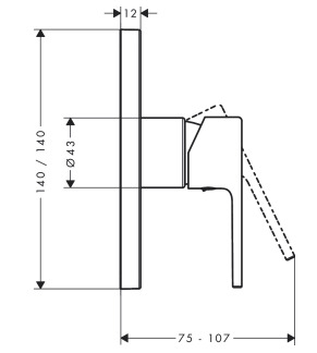 Bản vẽ Bộ Trộn Sen Tắm HANSGROHE 71658677