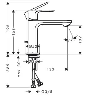 Bản vẽ Vòi chậu 1 lỗ Hansgrohe 72517677