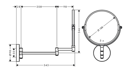 Bản vẽ Gương Soi Nhà Tắm Hansgrohe 73561000