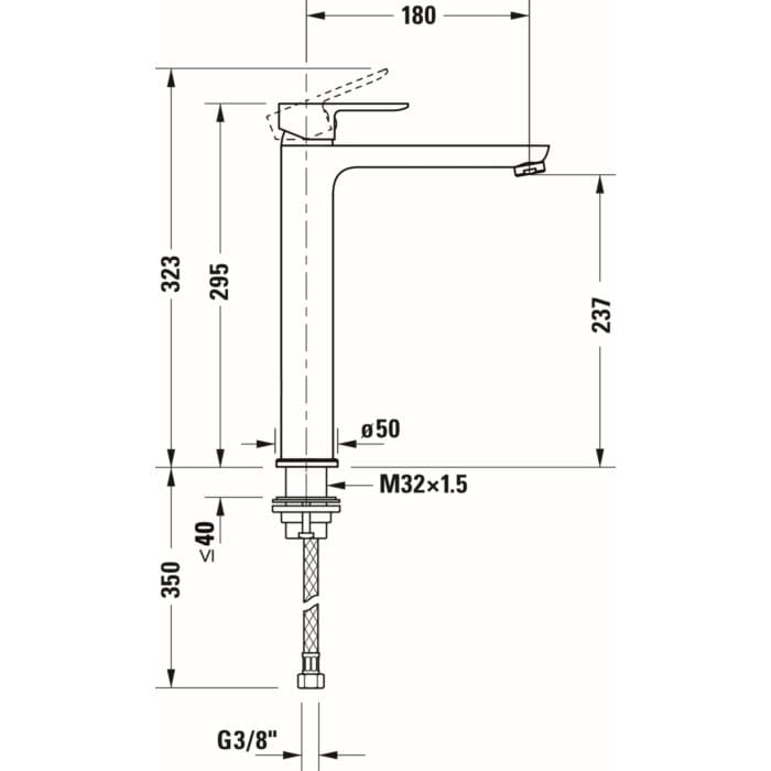 Bản vẽ Vòi Nóng Lạnh Lavabo Duravit A11040002010