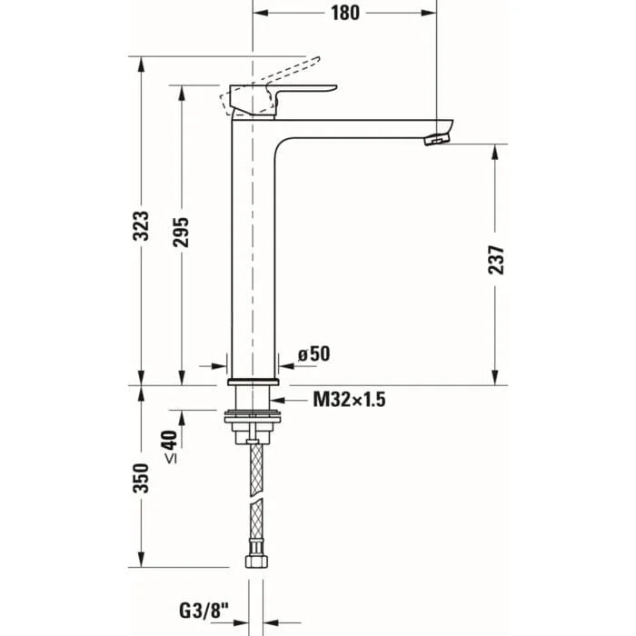 Bản vẽ Vòi Nóng Lạnh Lavabo Duravit A11040002010