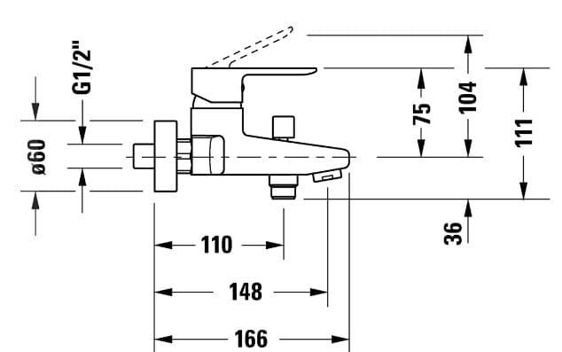 Bản vẽ Bộ Trộn Sen Tắm Duravit A15230001010