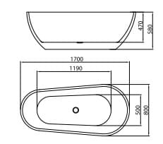 Bản vẽ Bồn tắm đặt sàn Mowoen MW8204WB-170