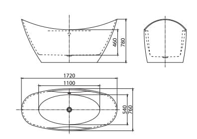 Bản vẽ Bồn tắm đặt sàn Mowoen MW8207-170