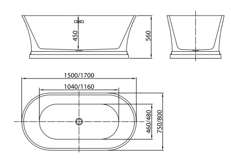 Bản vẽ Bồn tắm đặt sàn Mowoen MW8230-170