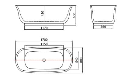 Bản vẽ Bồn tắm đặt sàn Mowoen MW8309-170 