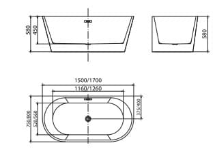 Bản vẽ Bồn tắm đặt sàn Mowoen MW8113-170