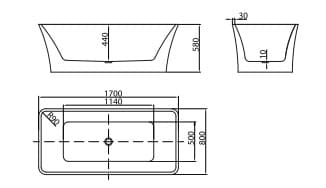 Bản vẽ Bồn tắm đặt sàn Mowoen MW8120-170
