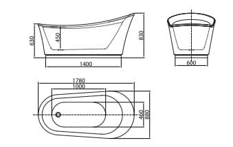Bản vẽ Bồn tắm đặt sàn Mowoen MW8204B-178