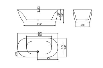 Bản vẽ Bồn tắm đặt sàn Mowoen MW8206-180