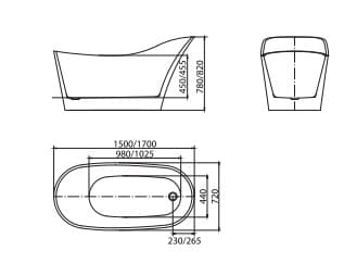 Bản vẽ Bồn tắm đặt sàn Mowoen MW8218-170