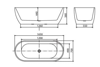 Bản vẽ Bồn tắm đặt sàn Mowoen MW8226-165