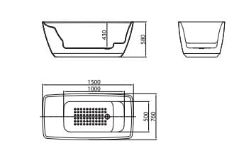 Bản vẽ Bồn tắm đặt sàn Mowoen MW8316-150