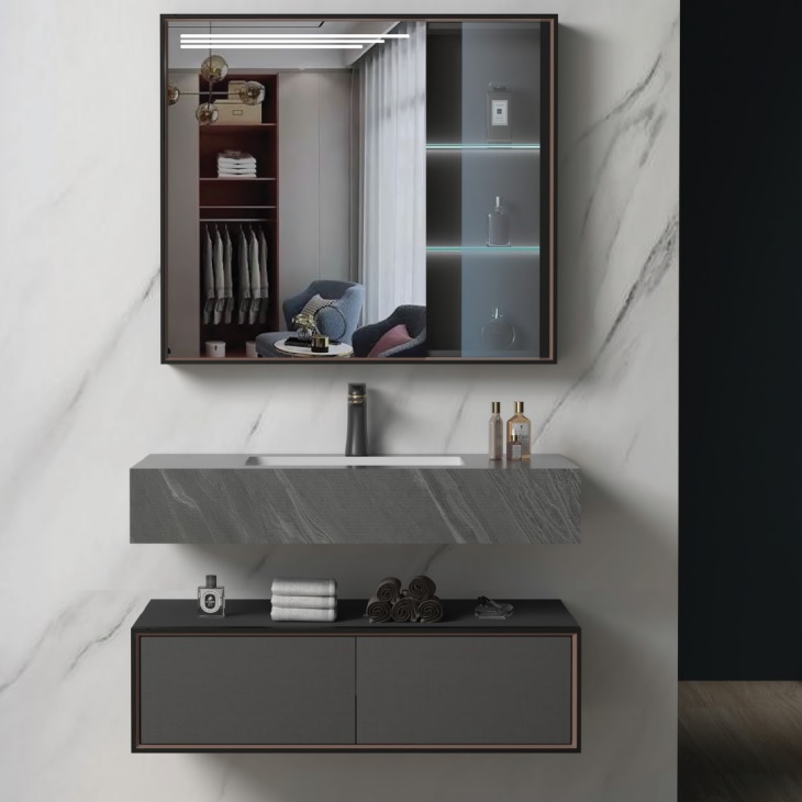 Bộ tủ chậu cao cấp đèn Led Mowoen MW6630-80SB