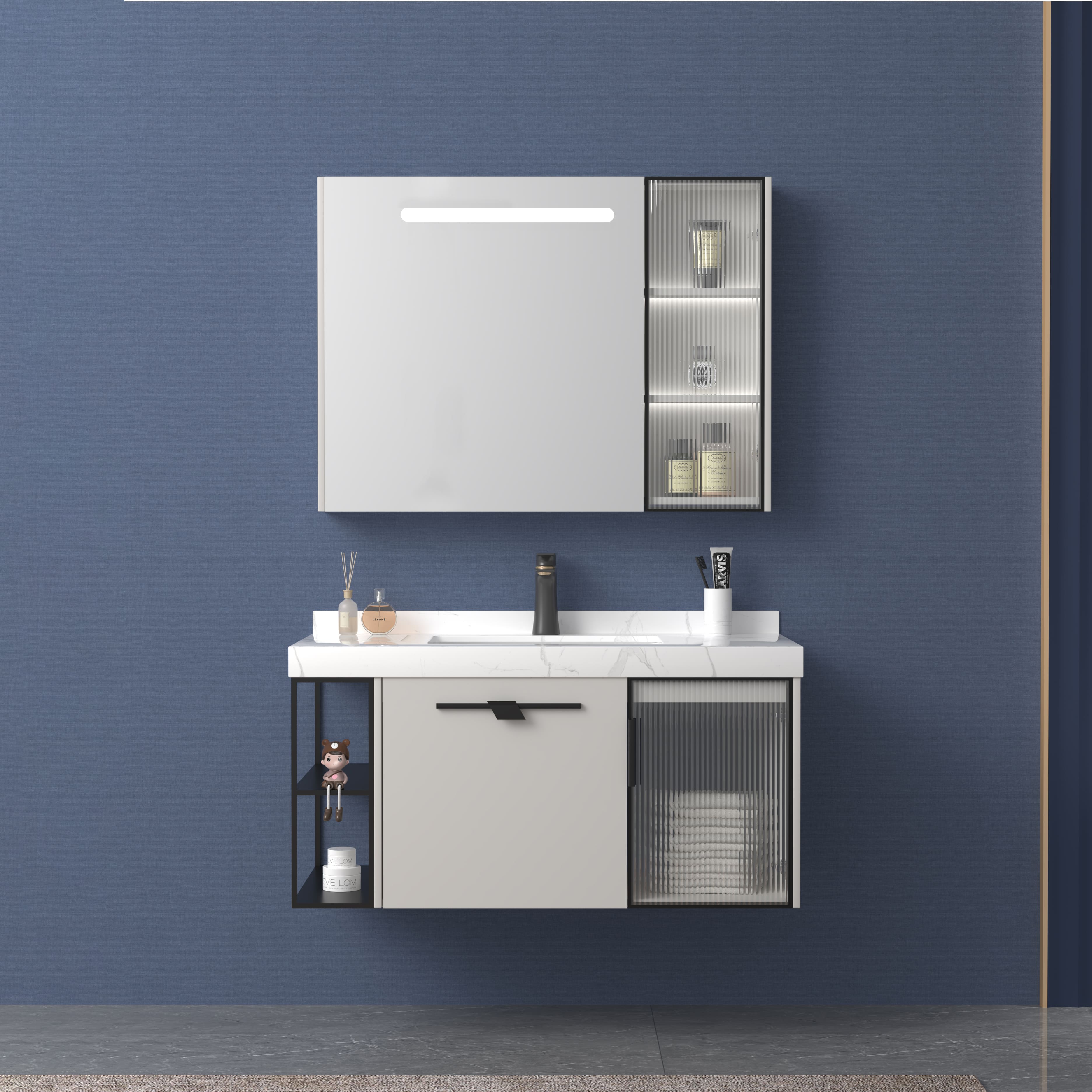 Bộ tủ chậu cao cấp đèn Led Mowoen MW6638-80SB