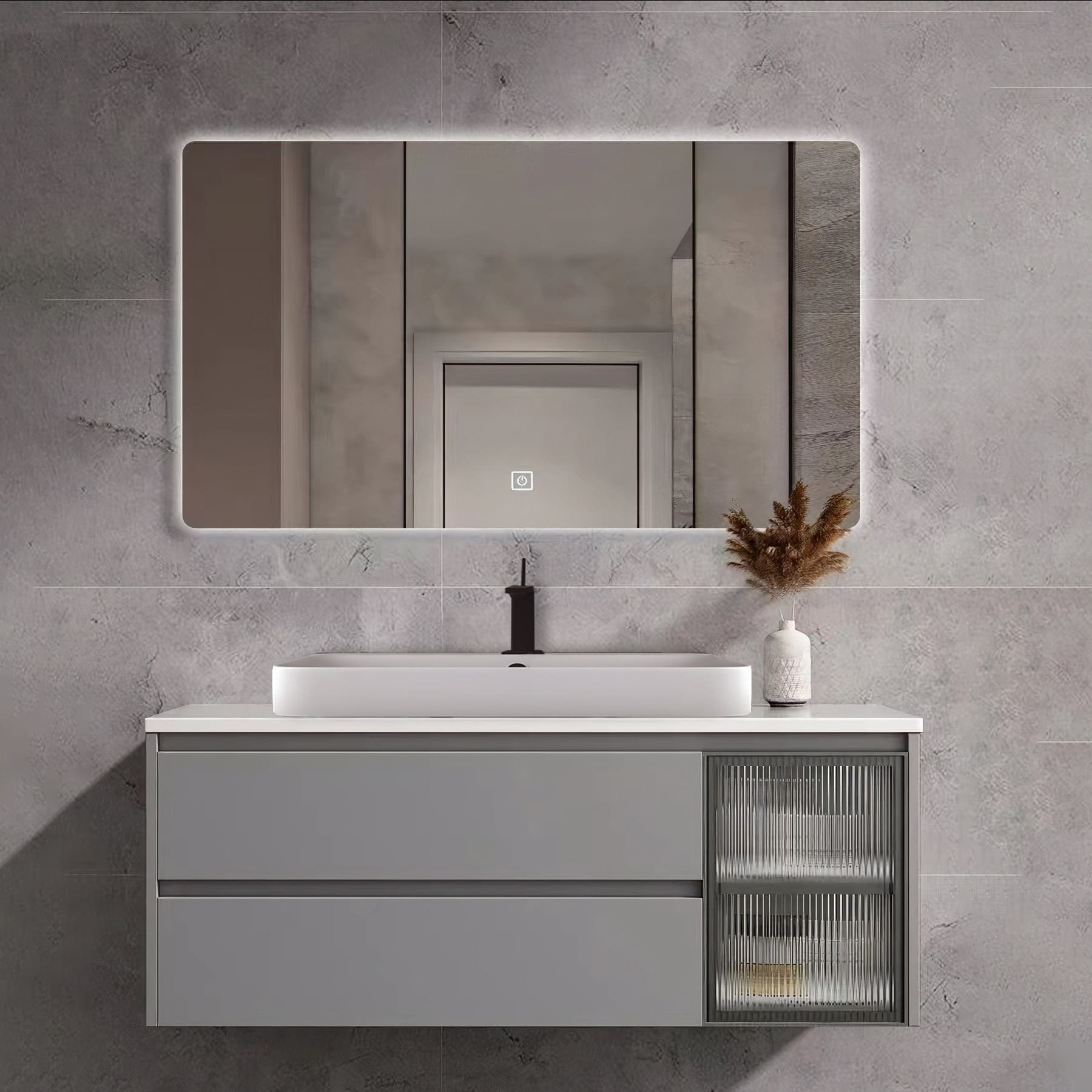 Bộ tủ chậu cao cấp đèn Led Mowoen MW6652GR-80