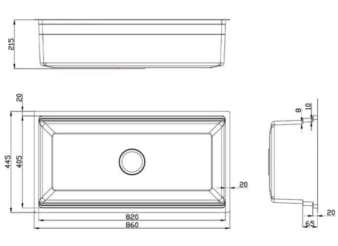 Bản vẽ Chậu rửa bát chống xước Workstation Sink – Undermount Sink KN8644SU Dekor