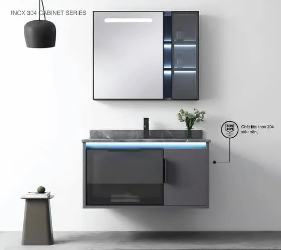 Bộ tủ chậu cao cấp đèn Mowoen MW6809S-80