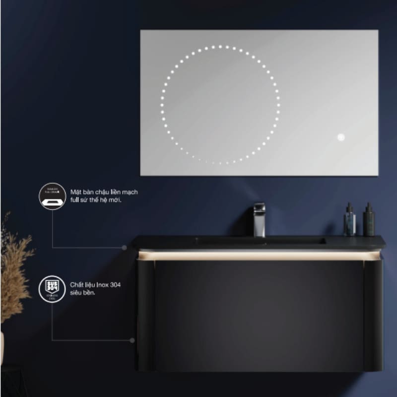 Bộ tủ chậu cao cấp đèn Mowoen MW6811S-80