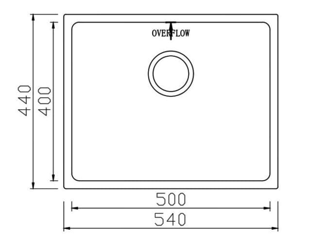 Bản vẽ Chậu rửa bát 1 hố Undermount Sink Cube 5444SU