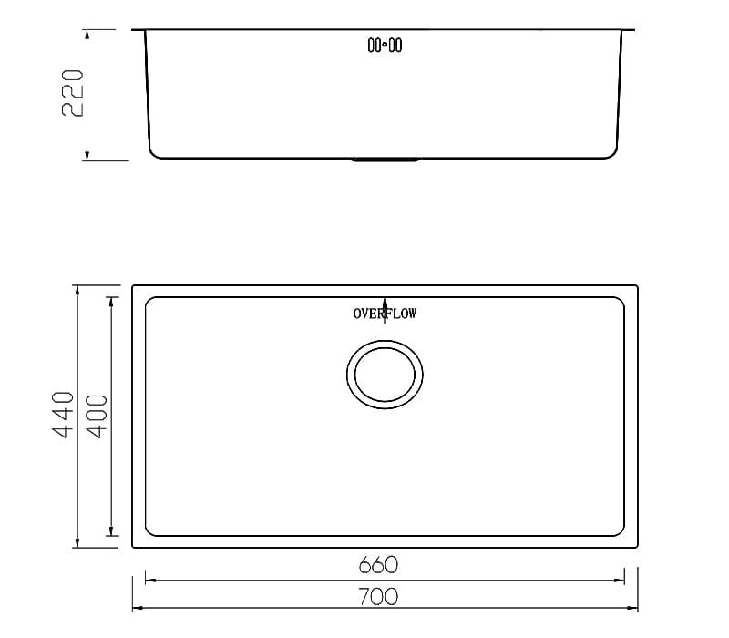 Bản vẽ Chậu rửa bát chống xước Workstation Sink – Undermount Sink KN7044SU Dekor