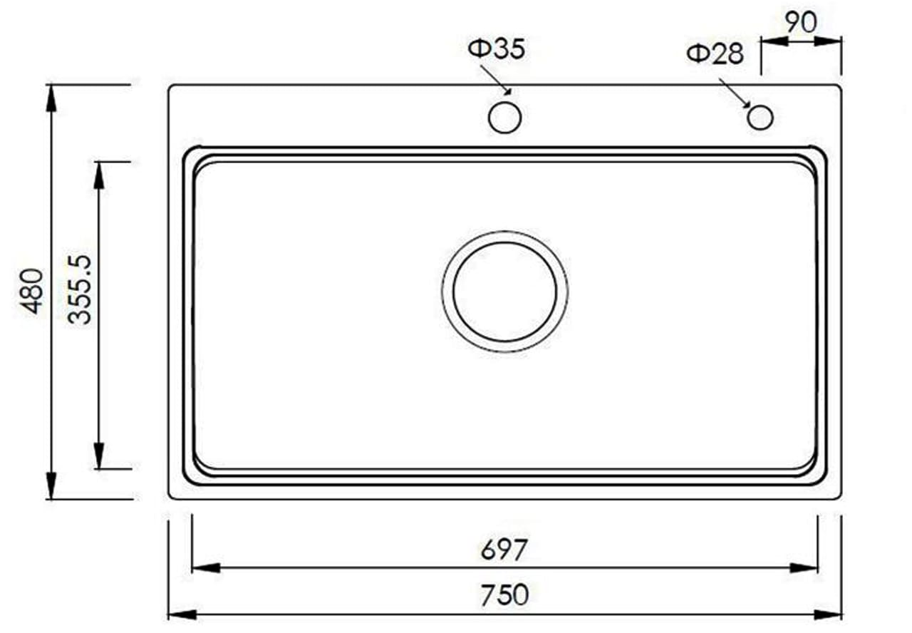 Bản vẽ Chậu rửa bát Overmount Sink KN7548SO