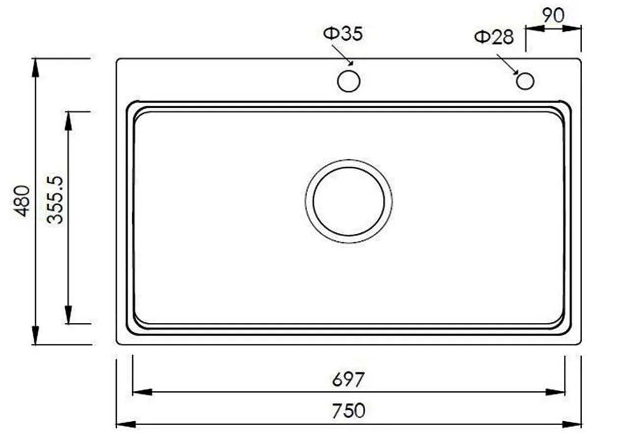 Bản vẽ Chậu rửa bát Overmount Sink KN7548SO
