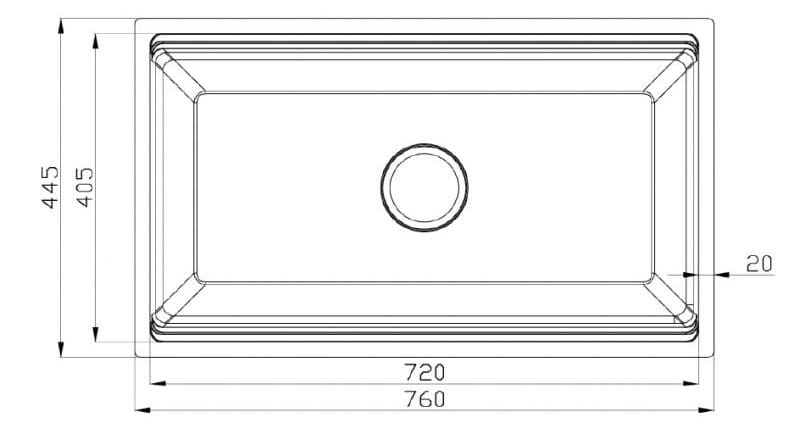 Bản vẽ Chậu rửa bát Workstation Sink – Undermount Sink KN7644SU