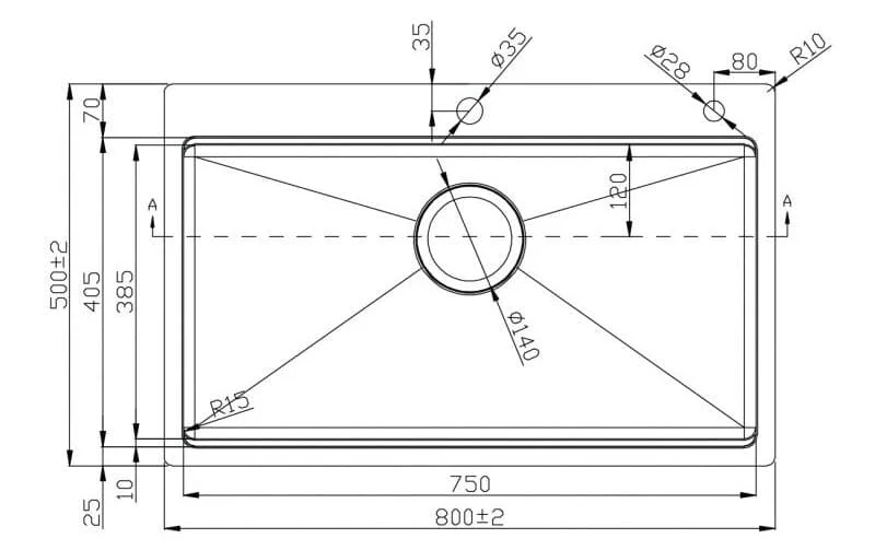Bản vẽ Chậu rửa bát Workstation Sink – Topmount Sink KN8050TS