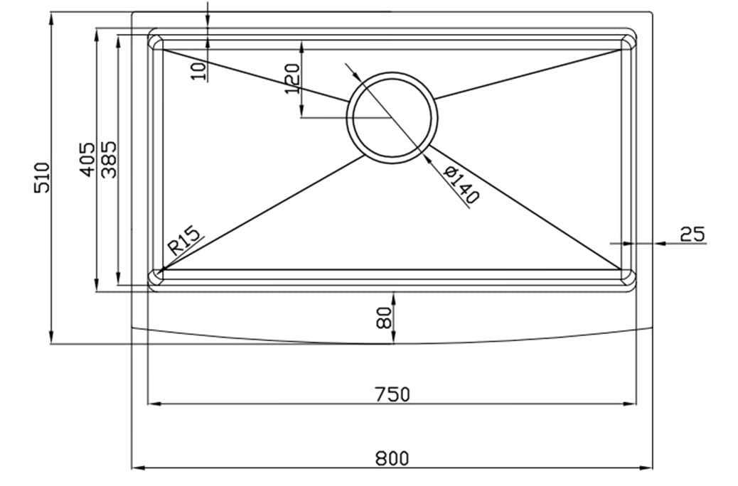 Bản vẽ Chậu rửa bát Workstation Sink – Apron Sink KN8051AS Curve